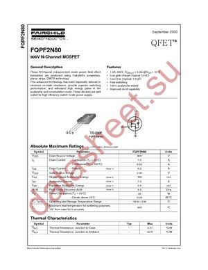 FQPF2N80 datasheet  